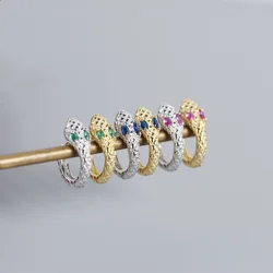 New Korean Stainless Steel Ear Buckle Small Hoop Earrings for Women Trendy Personality Crystal Zircon Little Snake Punk Jewelry
