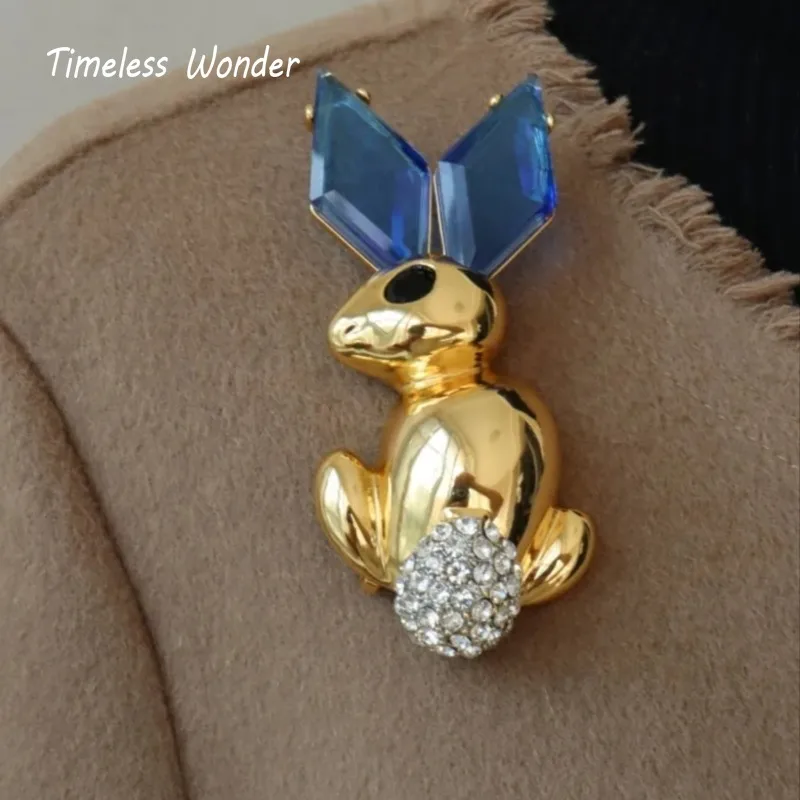 Timeless Wonder Fancy Zircon Resin XL Rabbit Brooch Pins for Women Designer Jewelry Runway Top Medieval Gift Rare Broches  5255