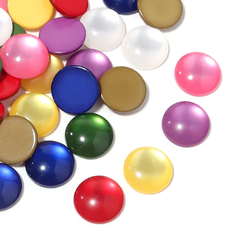 50pcs Mixed Color Resin Cabochons Imitation Cat Eye Round Flatback Gemstone Cabochon DIY Ring Setting Earrings Jewelry Making