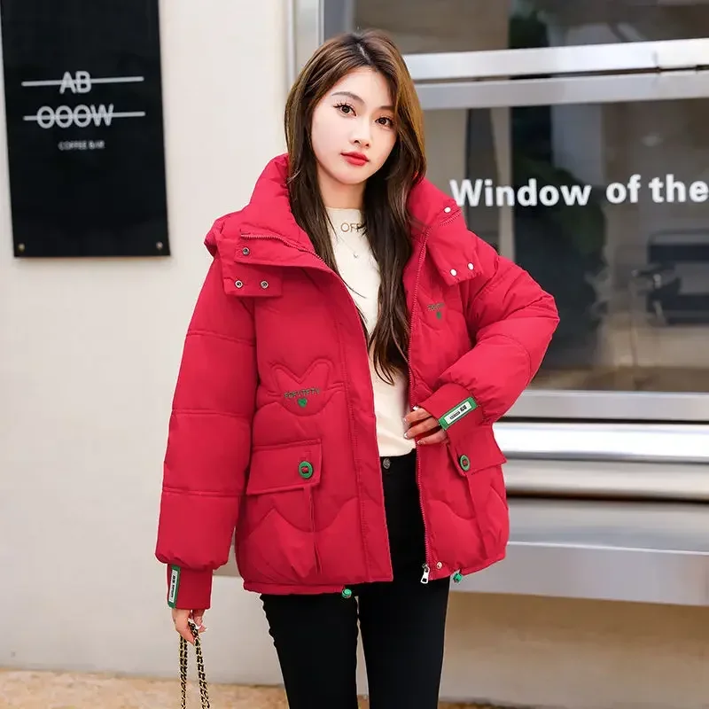 Zip-up Padded Lady Parka Large 2025 Trend Loose Casual Women's Cotton Coat Lined Modern Hot High Quality Thick Quilted Jacket