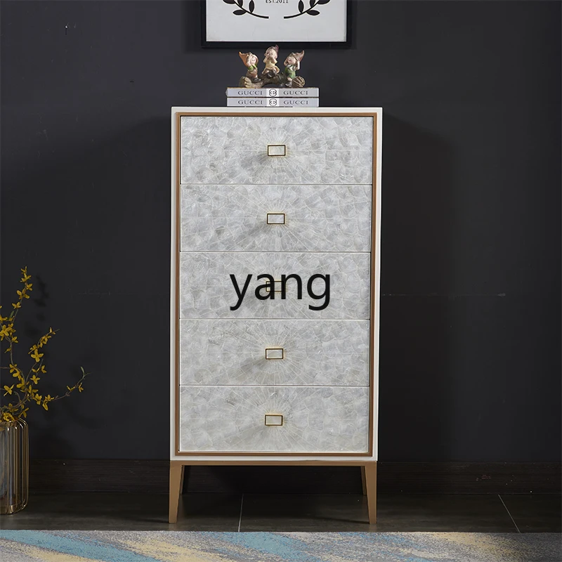 YJQ living room solid wood shell chest of drawers simple small apartment storage drawer bedroom two buckets