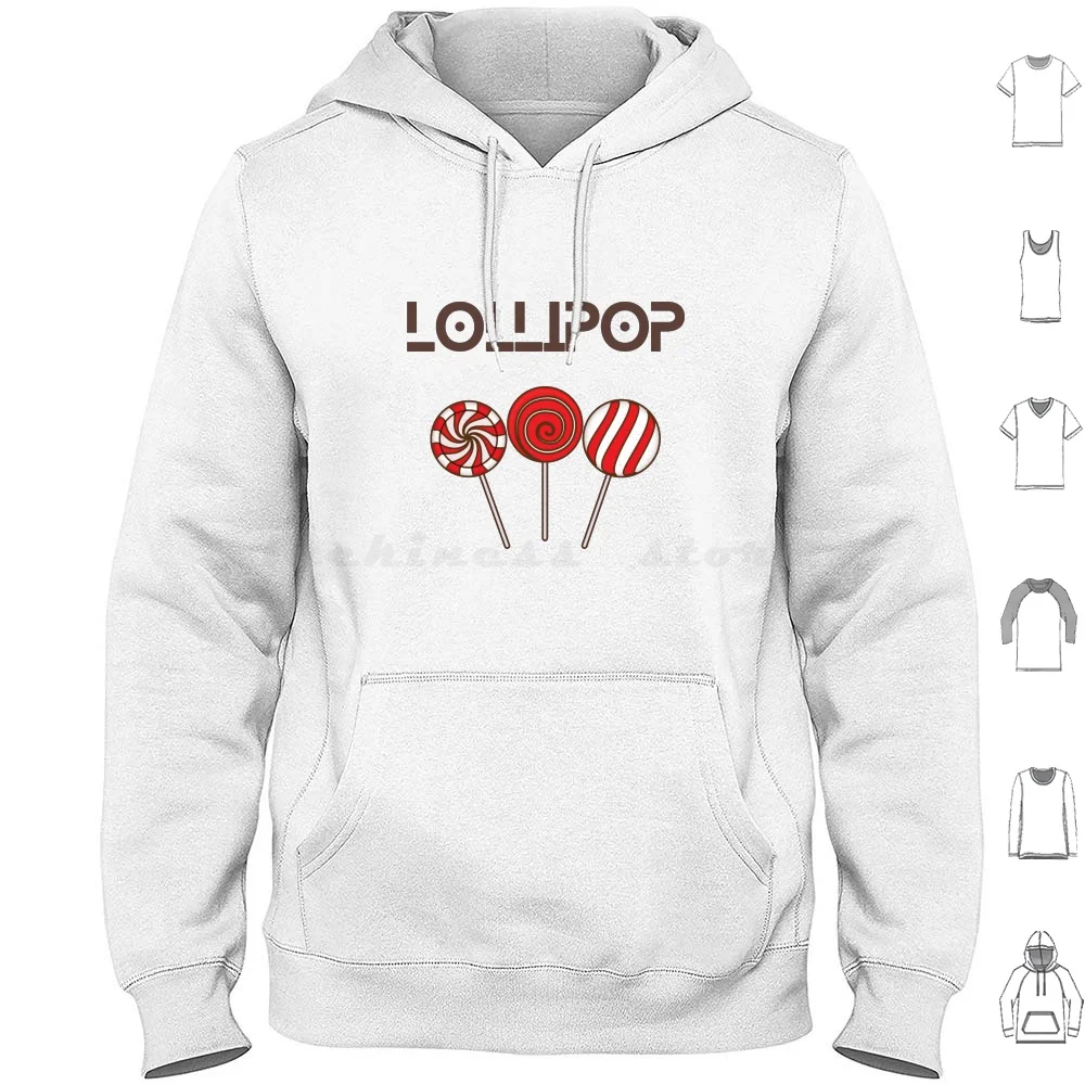 Lollipop lindo Sudadera con capucha de algodón de manga larga piruleta dulces postre Gateau pastel Munchies aperitivos glaseado Humor diversión comida divertida