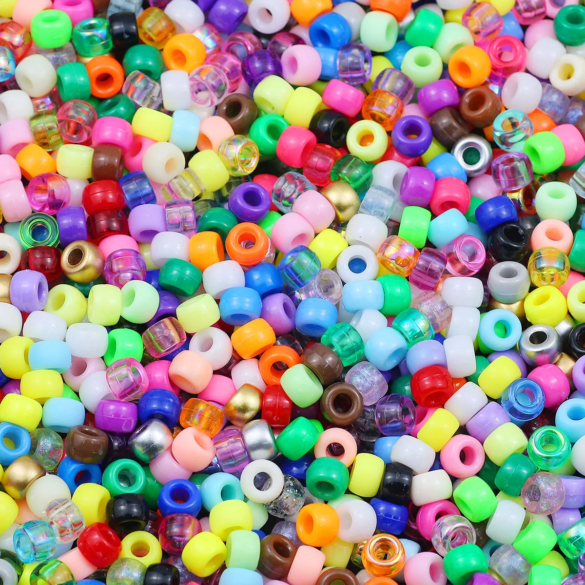 Acryl Bunte 6×9mm Durchscheinende Große Loch Perle Einfarbig Spacer Lose Perlen Für Schmuck Machen Armband DIY Zubehör