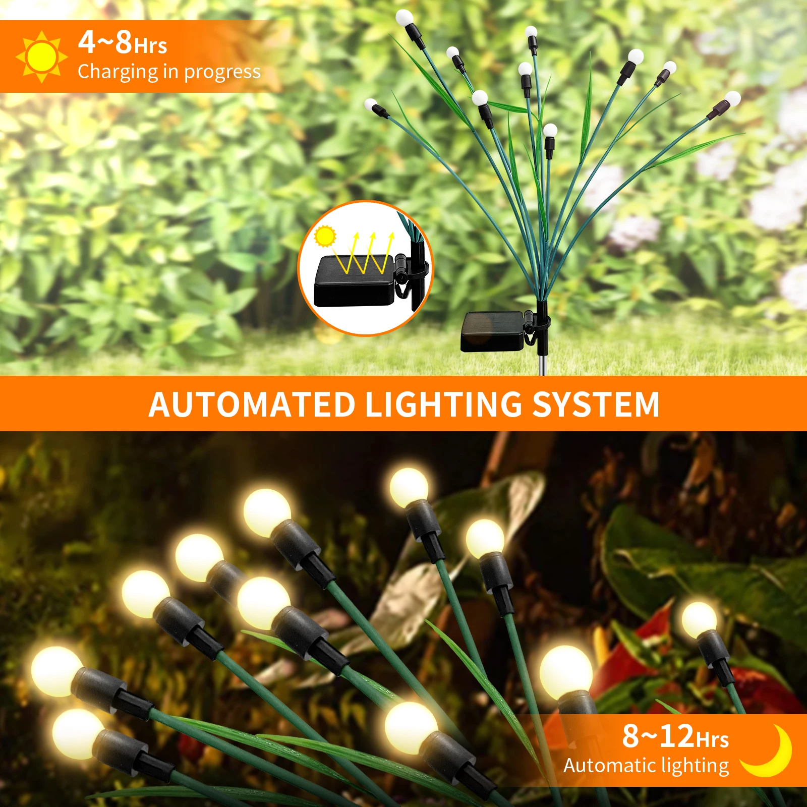 2 PCS Solar Outdoor Lights,Upgraded Green Leav Firefly Garden Lights,20 LEDs Warm White Swaying Lights for Yard Landscape Decor