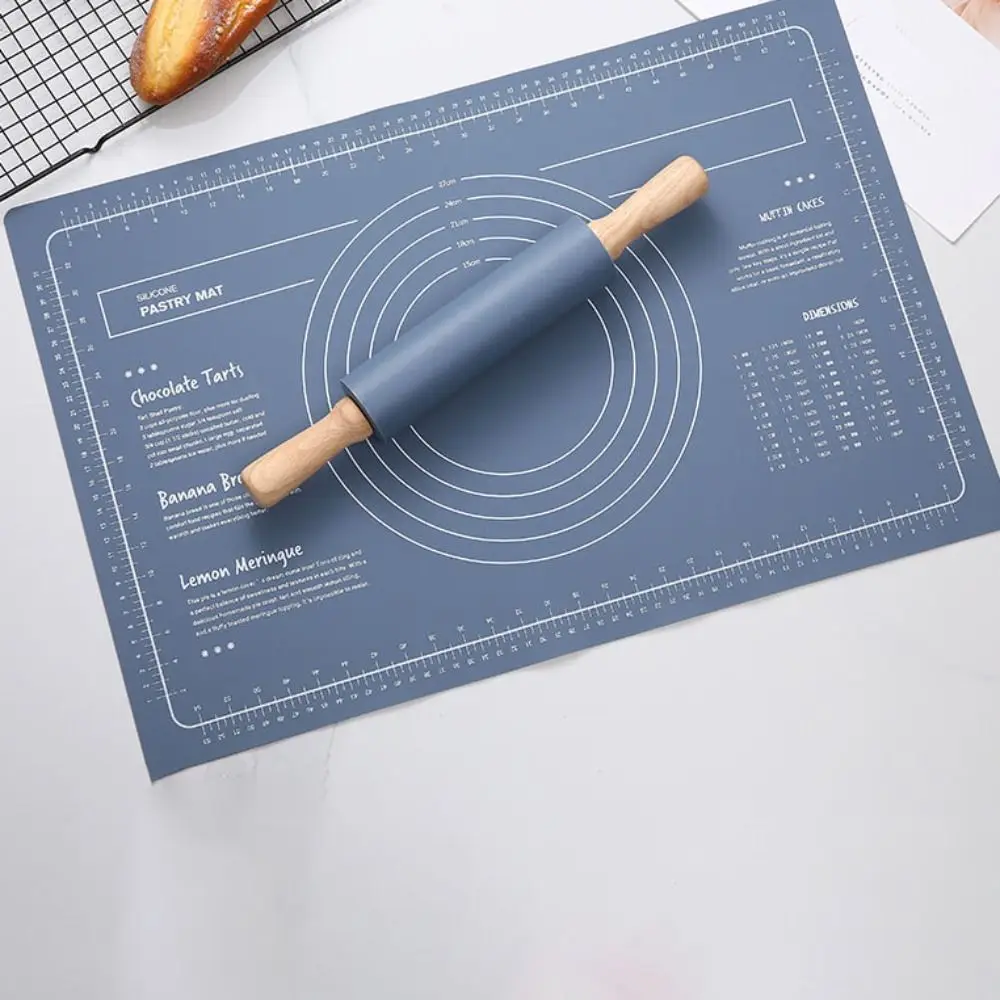 Pastry Mat With Scale Silicone Kneading Pad Set Heat Resistant Nonstick Dough Rolling Mat Large Size Non-slip Baking Mat Pizza
