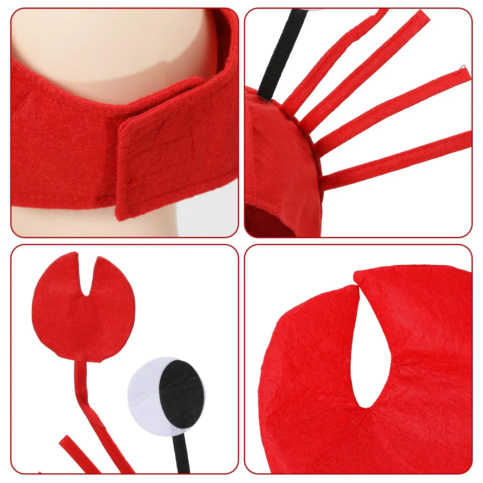 ชุดปูแฟนซี หมวกปูพร้อมที่คาดผม พร้อมถุงมือกรงเล็บสีแดง ของขวัญสำหรับผู้หญิงและผู้ชาย สำหรับฮาโลวีน คอสเพลย์สัตว์