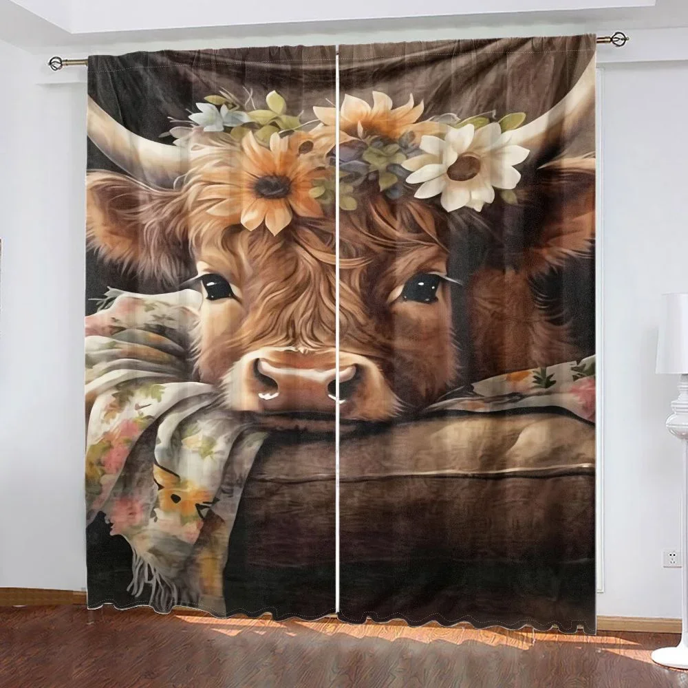 Large Dog Portrait Curtain Panels for Living Room Home Decor Rustic Farmhouse Style Window Treatment