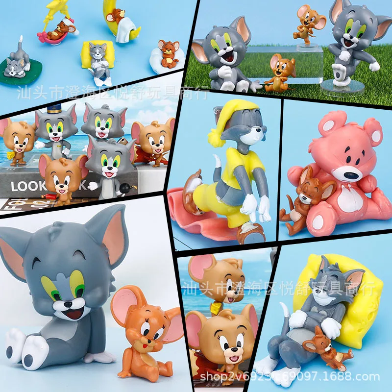 

Anime Toms And Jerrys Action Figures Classic Cartoon Cat Mouse Pvc Model Desktop Ornament Collectible Auto Motive Interior Gift