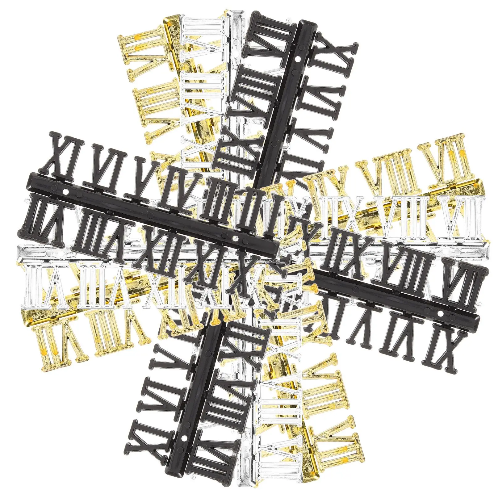 

12 Pcs Roman Numerals Card 2 3cm Gold Silver Black Clock Numbers Replacement DIY Kit Plastic Hardware Accessories Suite