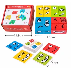 Wooden Expressions Matching Block Puzzles Games Educational Montessori Toys for Travel Kids Board Puzzle Games for Children