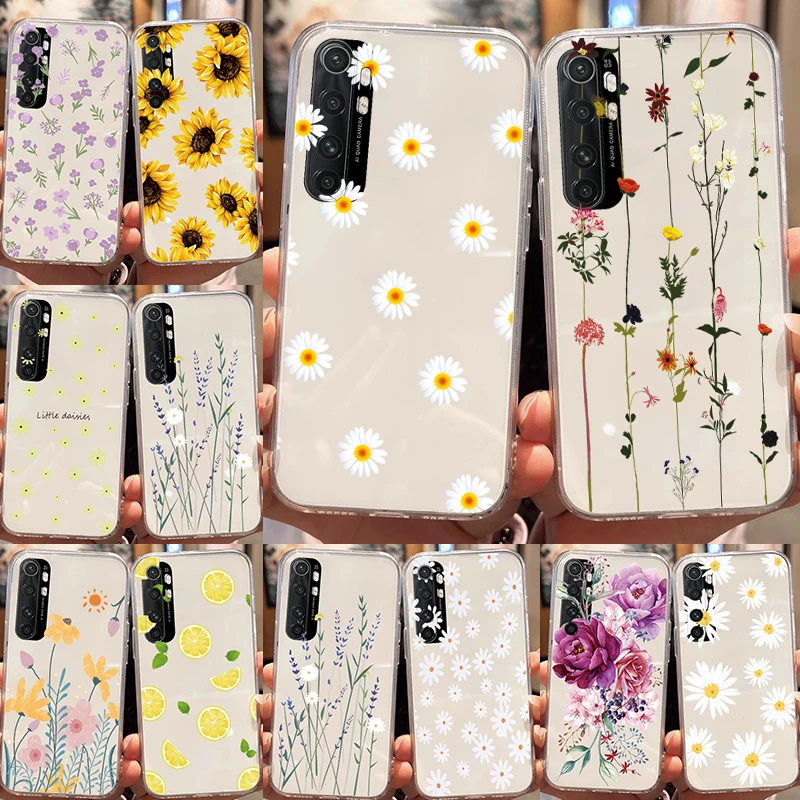 For Xiaomi Mi Note 10 Lite 10 10 Pro CC9 Pro 10T 10T Lite 10T Pro 10 Lite 5G 9 9 SE 9 Lite CC9 CC9e Flowers Plants Clear Cover