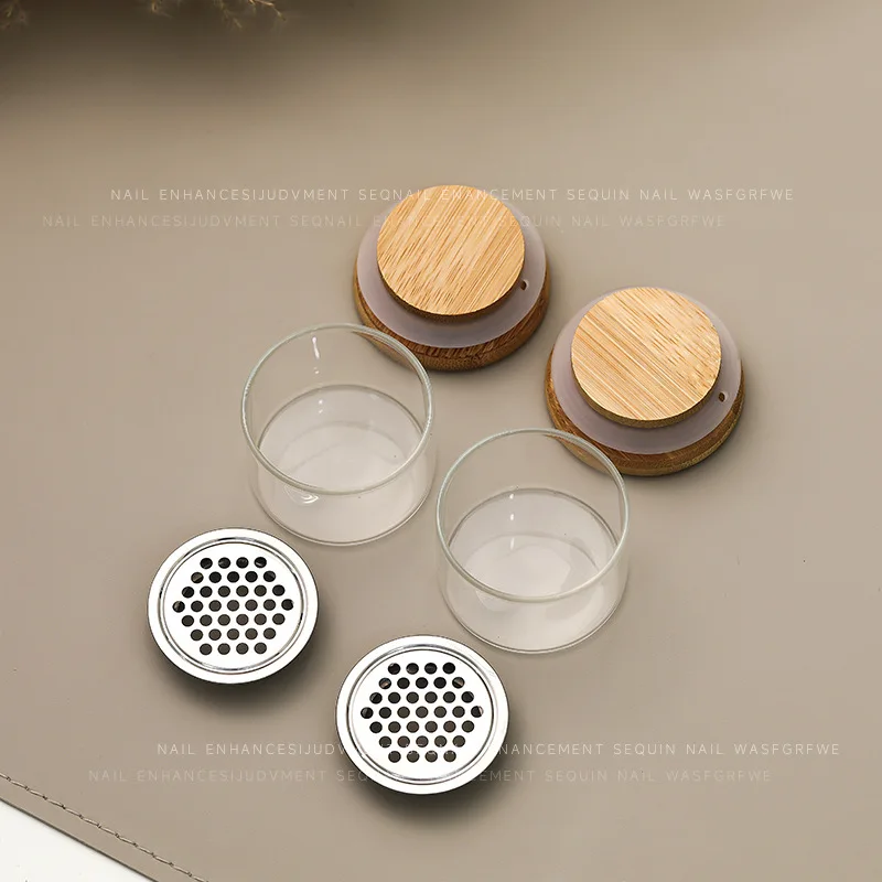 Nail Wash Pen Cup New Glass Crystal Cup Stainless Steel Mesh Filter Cup Sequin Phototherapy Brush Cleaning Manicure Tool