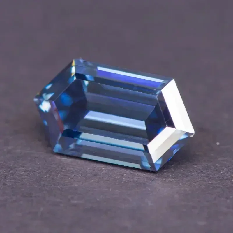 

L-Moissanite Stone Natural Royal Blue Color Long Hexagon Cut DIY Advanced Charms Jewelry Rings Earrings Making with Certificate