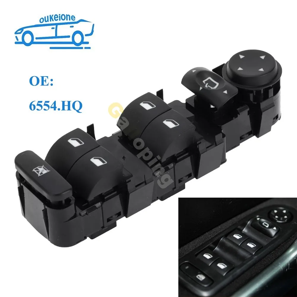 For 2001-2008 Peugeot 807 Citroen C5 C8 Front Electric Power Master Window Button Switch With Folding Car Accessories 6554.HQ