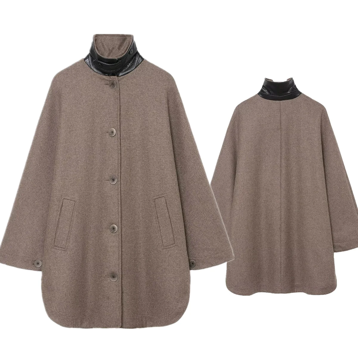 

Dave&Di Women's Jacket Woman Clothes Tops Nordic Minimalist Turtleneck Single Breasted Woolen Coat Women British Trench Coat