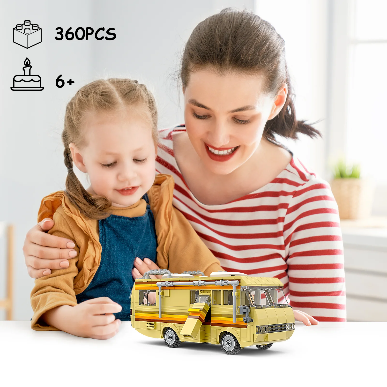 360 pçs quebrar mala rv kit de construção, criativo van casa camper brinquedos blocos de construção, diy conjunto de construção brinquedo para