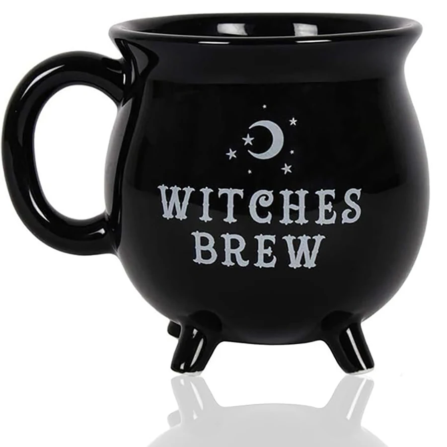 

12 oz Coffee Mug Witches Brew Pattern Mug Black Ceramic Beverage Mugs Ceramic Spooky Witch Coffee Cup for Halloween Birthday