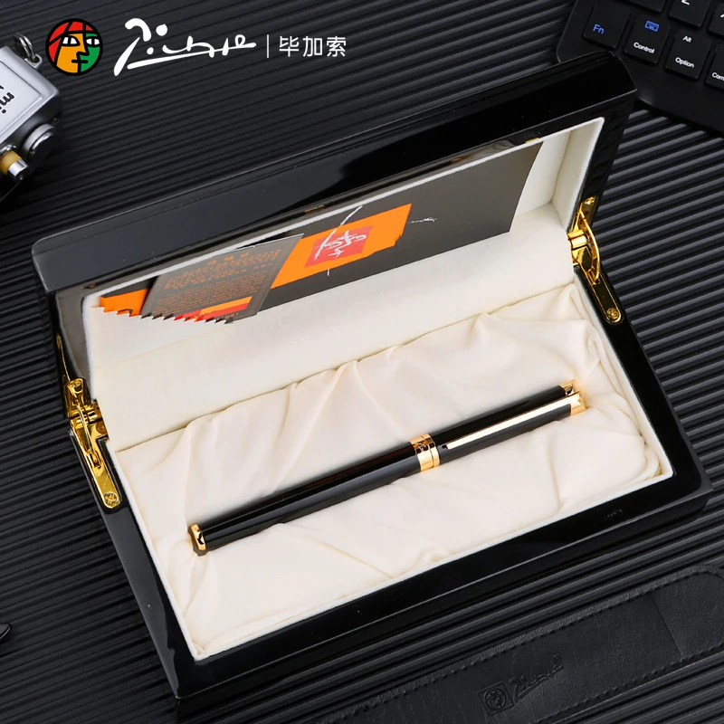 Picasso 82 10K Gold Nib Fountain Pen Metal Black & Blue Outstanding Ink Pen Fine 0.5 Luxurious Writing Gift Set PFP001