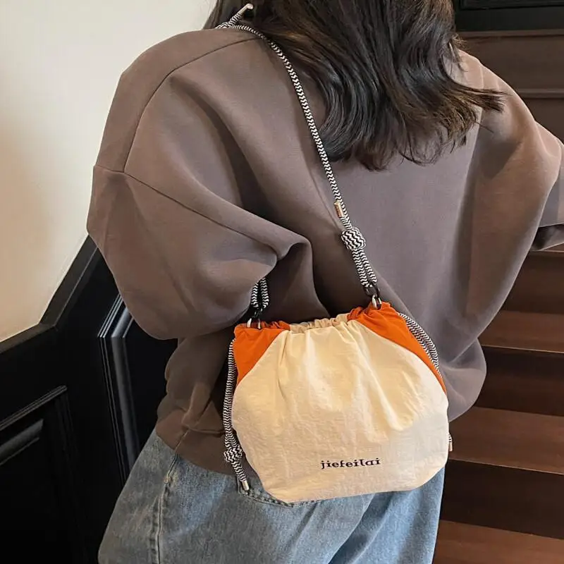Fashionable New Nylon Drawstring Crossbody Shoulder Bag Sports Phone Waterproof Cartoon, Multifunctional, Wear-Resistant Storage