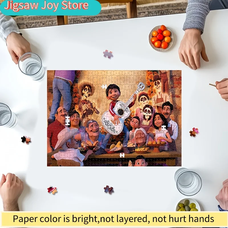 1000 pièces de puzzles en mosaïque faits à la main avec des personnages de dessins animés de 'Coco', parfaits pour le Jour des Morts et Halloween. Ces