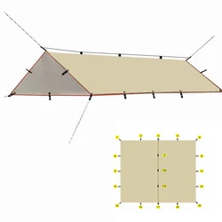 19 point suspension waterproof canvas DIY canvas multifunctional shelter 3x4 4x4 Rainfly backpack hiking