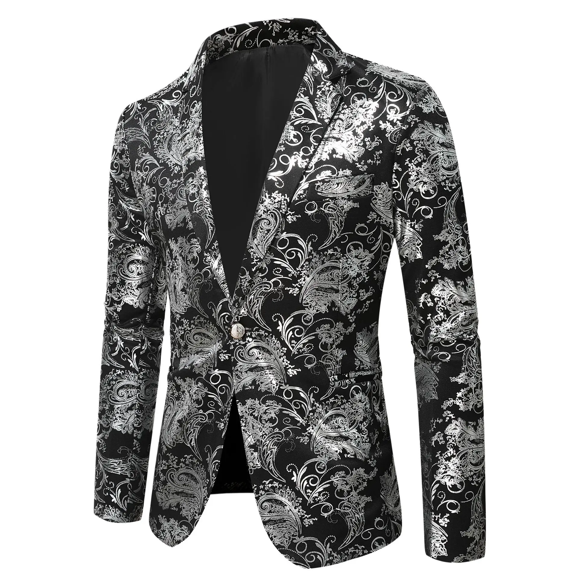 Suit men Korean version slim-fit men hot stamping printed suit dress performance coat tide