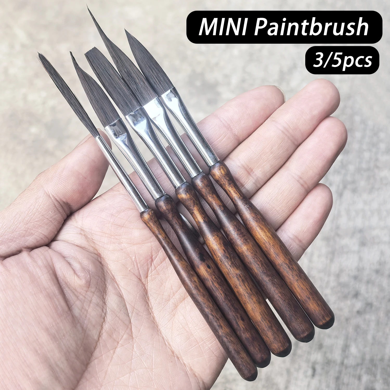 

3/5pcs Mini Multi-Functional Nylon Paintbrushes Watercolor Brush Brown Wood for Students Art Painting School Office Supplie