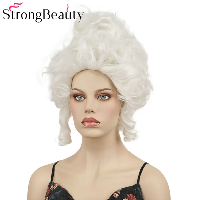 StrongBeauty StrongBeauty White Big Curly Wig 18th Century Baroque Lady Costume Wig Vintage Aristocrat Queen Wig Halloween Party