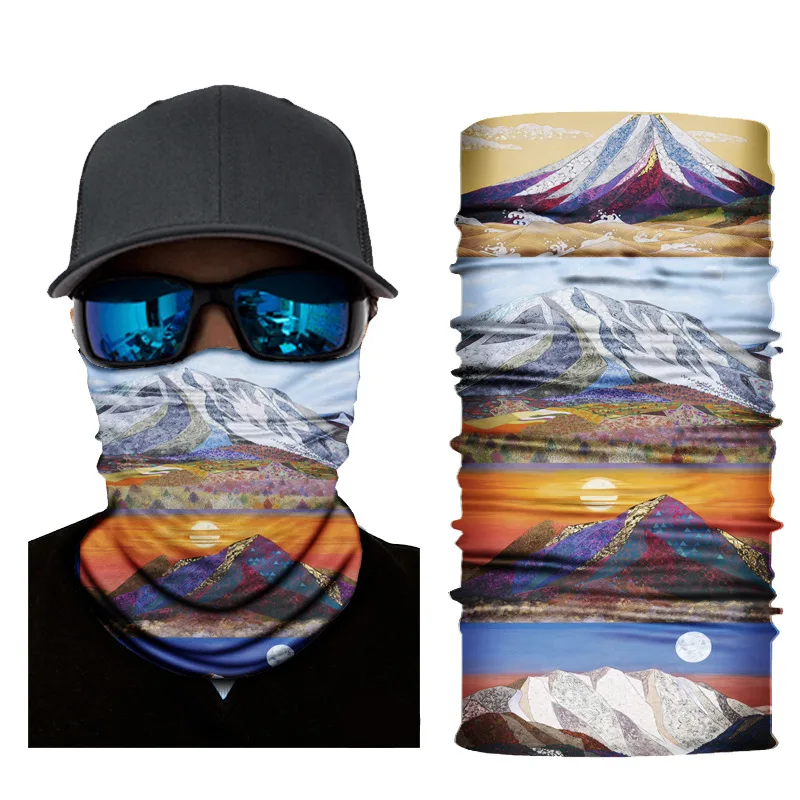 Outdoor Scenery Shemagh Neck Warmer Running Paintball Face Mask For Men Multi Use Bandana Women Cycling Fishing Bicycle Scarf