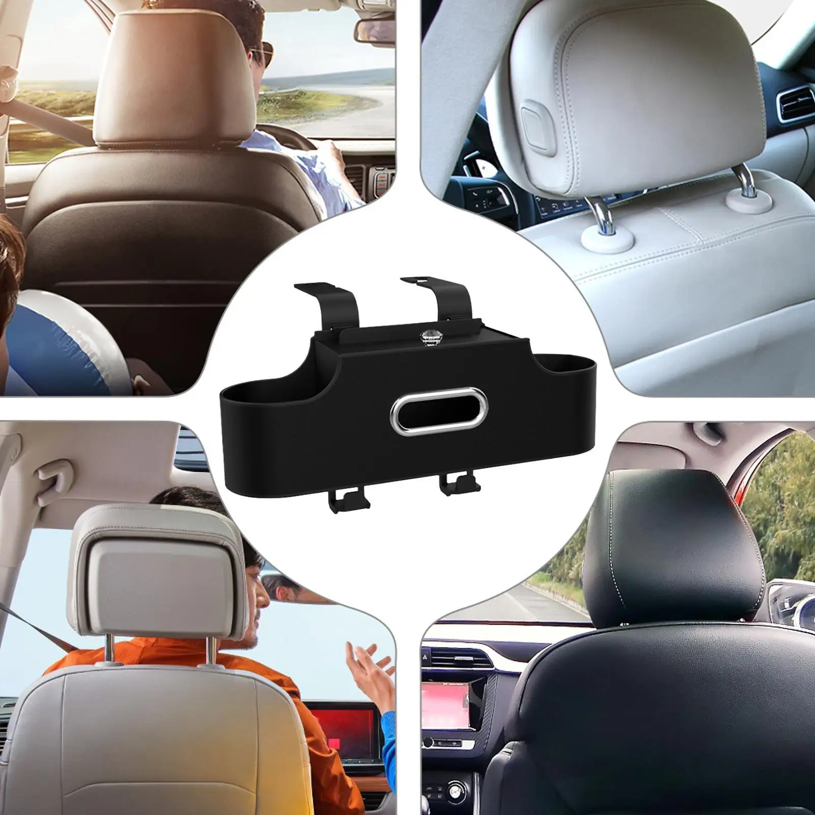 

Backseat Car Organizer With Hook Back Car Seat Organizer Storage Dispenser Container Cup Holders Tissue Box Removable For