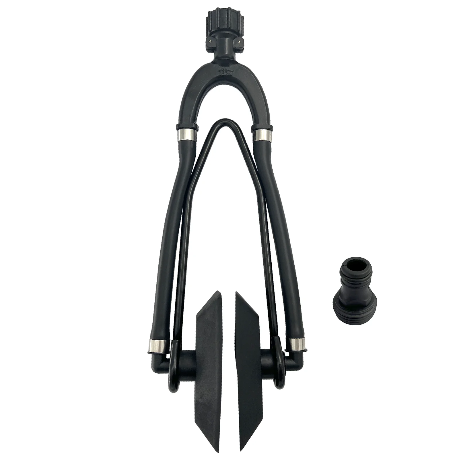 Universal Outboard Motor Flusher, Marine Grade Rubber Muffs, PVC Coated Bracket Dual Flow Rectangular