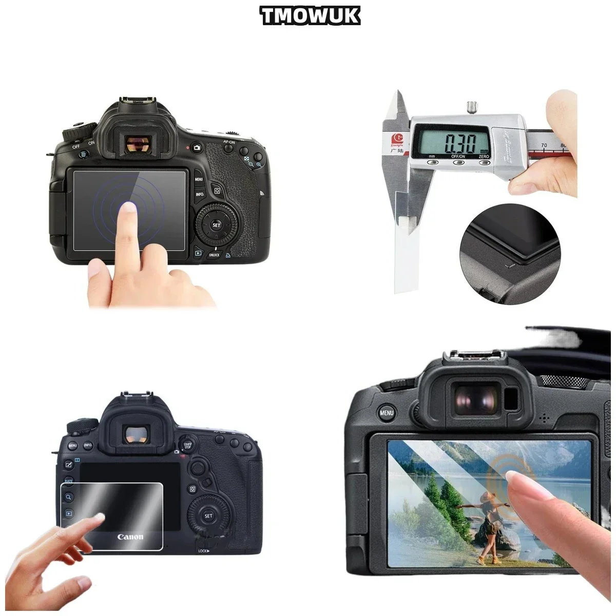 For Canon 70D 80D 90D 7DIII 6DII 700D 750D 60D 77D 800D, Enhanced Visibility, Toughened Glass.