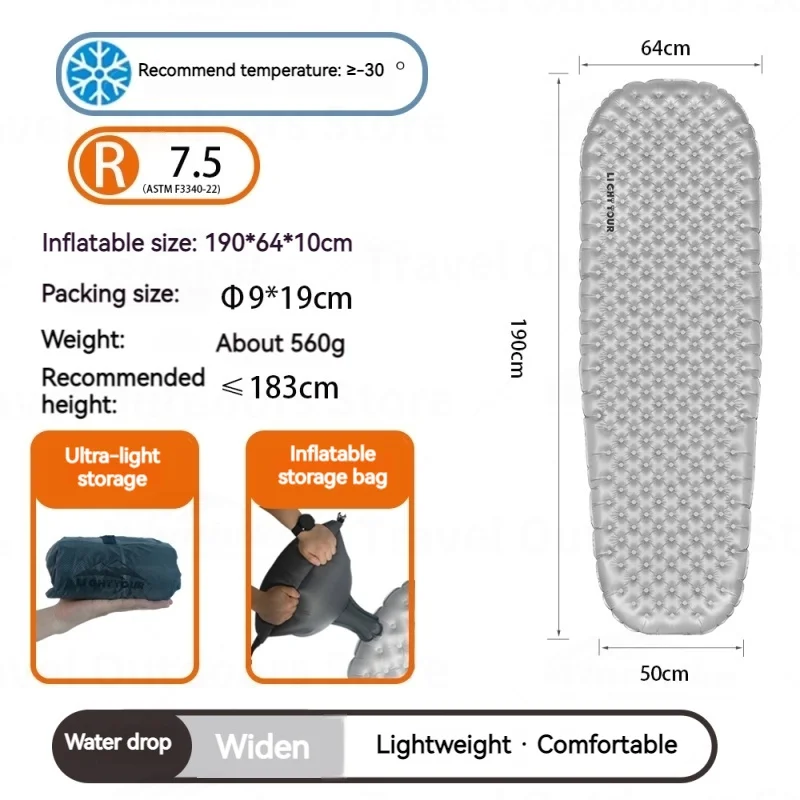 Windhike R4.2/7.5 Aufblasbare Matratze Aufblasbare Schlafmatte Ultraleichte Campingmatte Outdoor Wandern Wasserdichte Reisematte 8