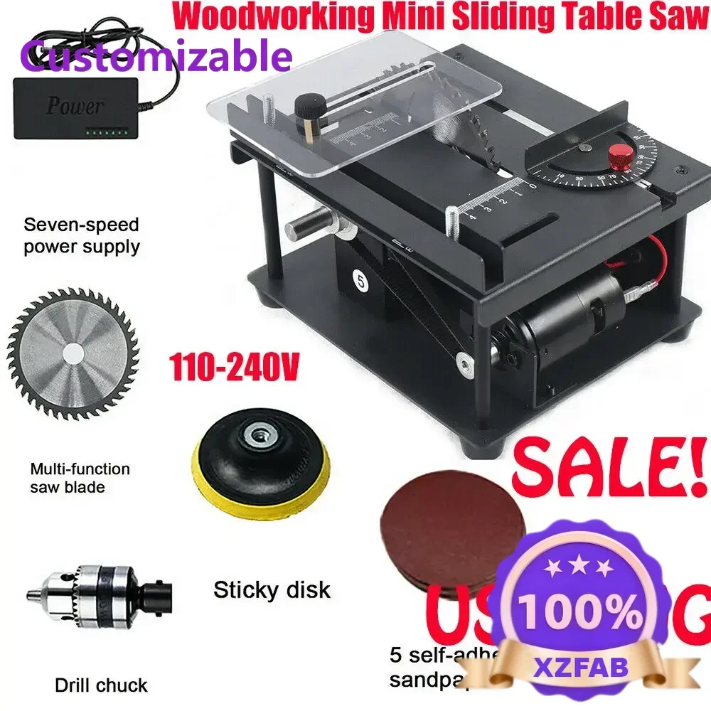 Factory Direct 2026 High Quality Mini Sliding Table Saw Kit Multifunction Woodworking Hobby Model Sliding Cutting Bench Saw