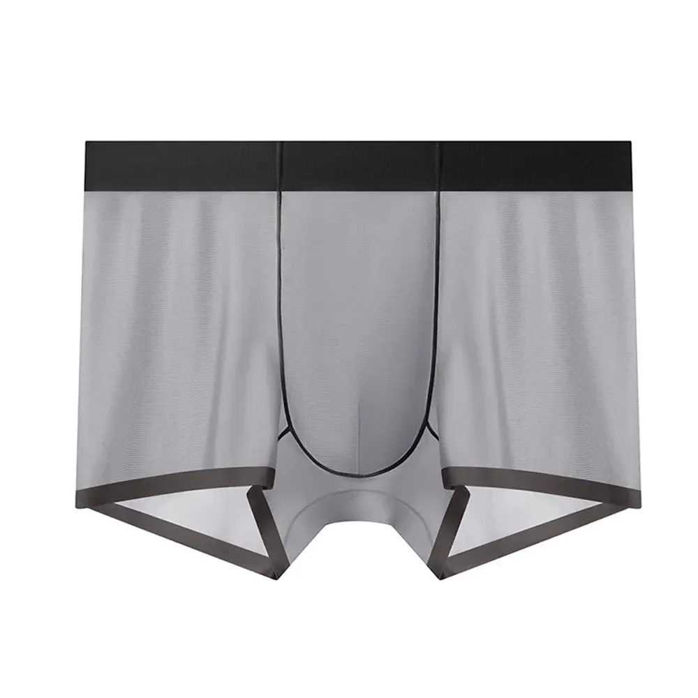 

Мужские трусы-боксеры из тонкого ледяного шелка, прозрачные, дышащие, бесшовные, с U-образным вырезом, быстросохнущие