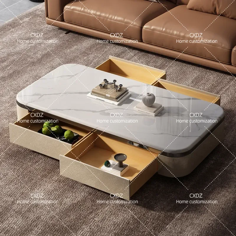 Pure Handmade Light Luxury Microcrystalline Stone Coffee Table Modern Large Apartment Living Room Villa Home Furniture