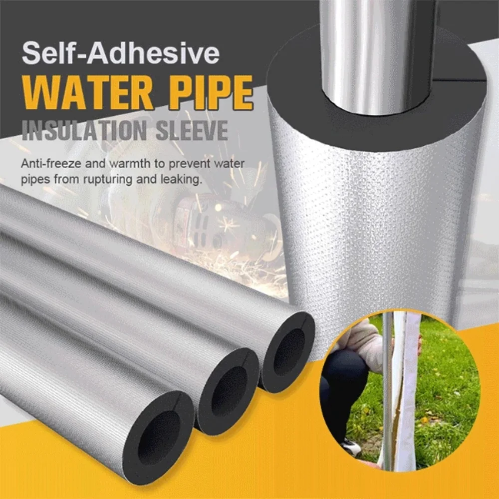 Open-style Self-adhesive Foam Pipe Insulation For Water Pipe Air-conditioning Aluminum Foil Insulation Sleeve Inner Dia 27mm