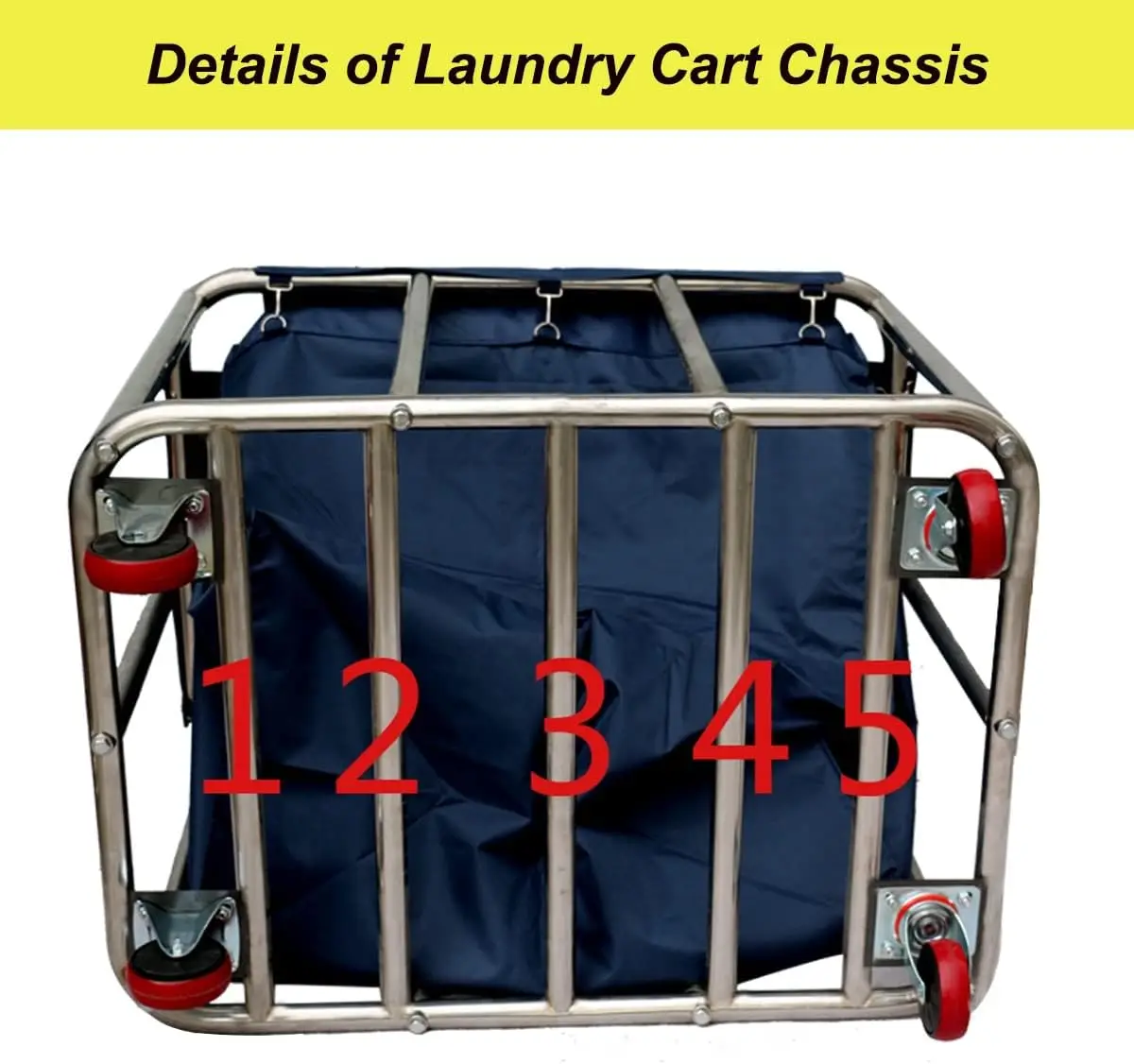 عربة غسيل كبيرة بعجلات منظم سلة تخزين دوارة شديدة التحمل، شاحنة تحميل 330 رطل للعائلة الكبيرة أو الفنادق التجارية