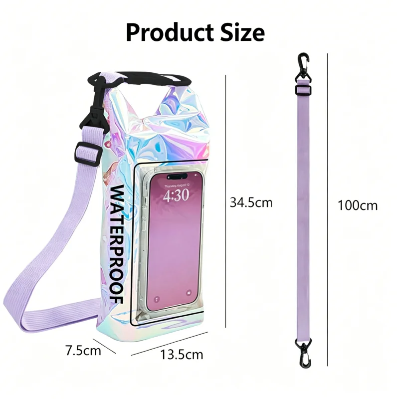 Iridescent Waterproof Bucket Crossbody Dry Bag Outdoor Swimming Colorful Waterproof Phone Storage Pouch For Beach Water Sports view 5