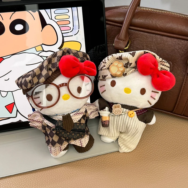 Sanrios bonito hellokittys plushie chaveiros dos desenhos animados gatinho gato saco charme adorável acessórios para meninas pingente de animal de pelúcia presentes