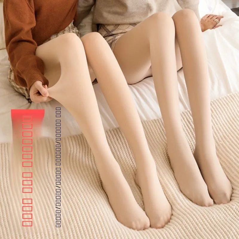 

Зимние утепленные женские леггинсы-колготки для осени и зимы, средней толщины, длинные брюки, цвет телесный