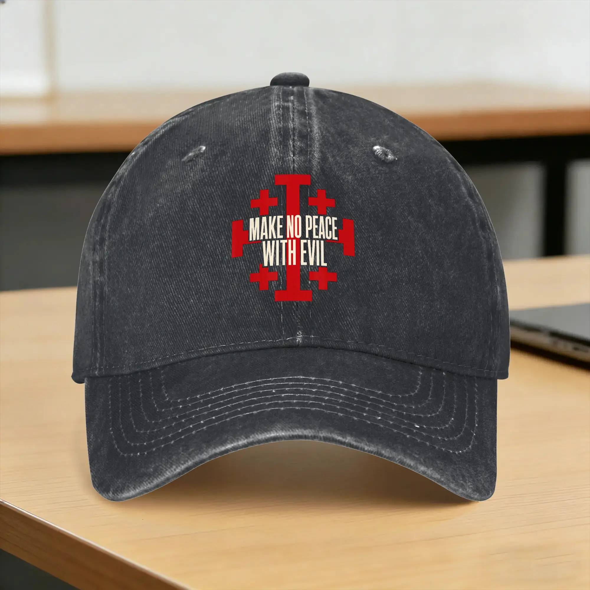 Baseball Cap Make No Peace with Evil Jerusalem Cross Christian Faith Summer y2k Cute Hip Hop Hats Skate Sun Visor Baseball Caps