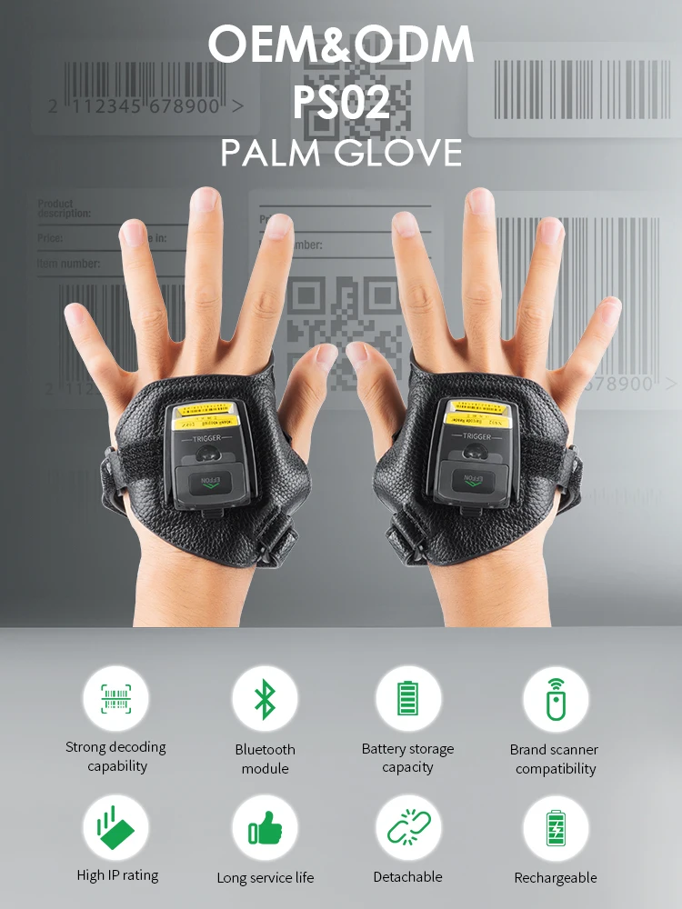 Factory Effon PG05 Hands Free Android Finger Mount bluetooth Glove Barcode Scanner for Retail Stocktaking Cold Storage Warehouse