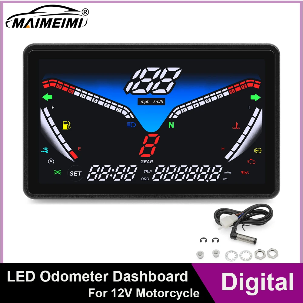 

12 В универсальный регулируемый экран приборной панели мотоцикла спидометр тахометр одометр инструменты об/мин масляный датчик универсальные