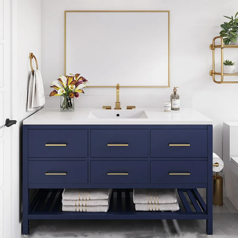 American bathroom cabinet French hand wash face cabinet Ceramic basin Wash table Floor