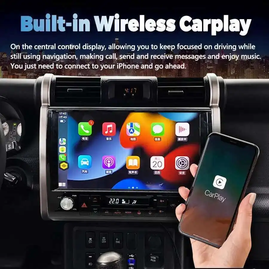 13.3inch Carplay Car Radio Android 14 Touch Screen Multimedia Player GPS Navigation Stereo 4G For Toyota FJ Cruiser 2007-2012