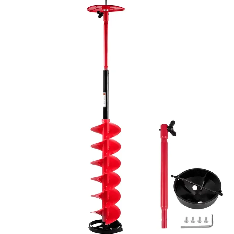 6 Inch Nylon Ice Drill with 39 Inch Long Ice Bit and 11.8 Inch Extension Rod Fishing Tools and Accessories