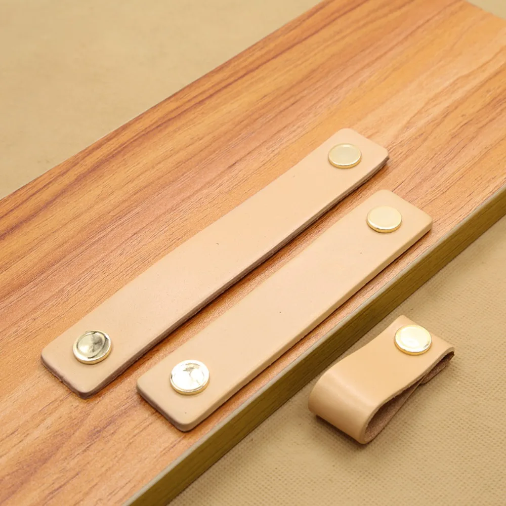 

Classic Soft Leather Handle Black Brown Drawer Handle Single Hole 96/128mm Door Knobs Kitchen