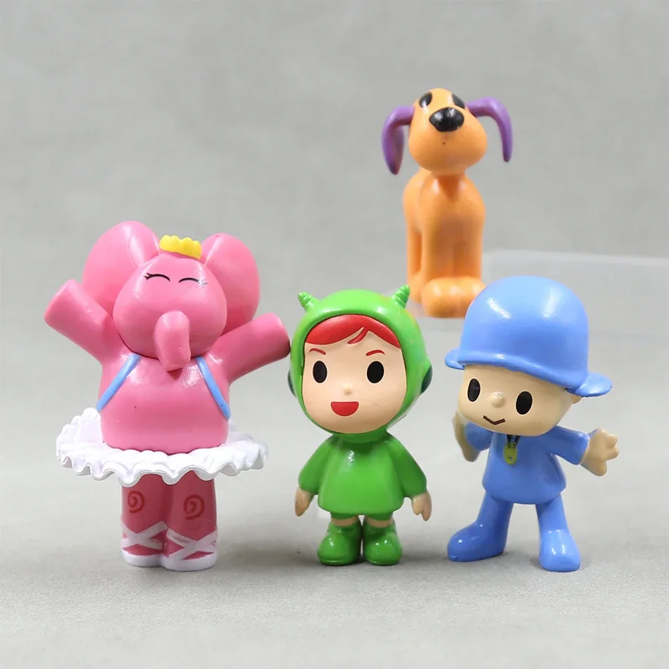 Pocoyo ตุ๊กตาสัตว์รูปนกเป็ดช้างของเล่นหุ่นตัวการ์ตูนน่ารัก PVC 7ชิ้น/เซ็ตของขวัญสำหรับเด็ก