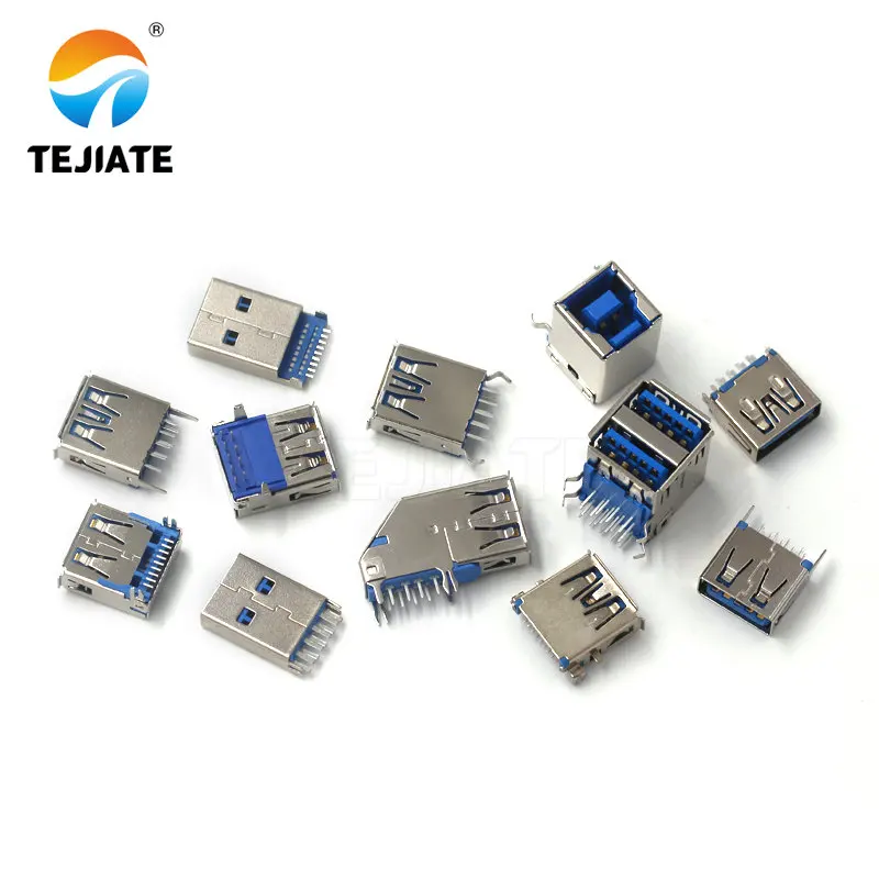 5pcs USB3.0-AM / AF 90 / 180 Degree USB A Male Plug A Female Seat B Female square port A Type B Sockect Interface Connector